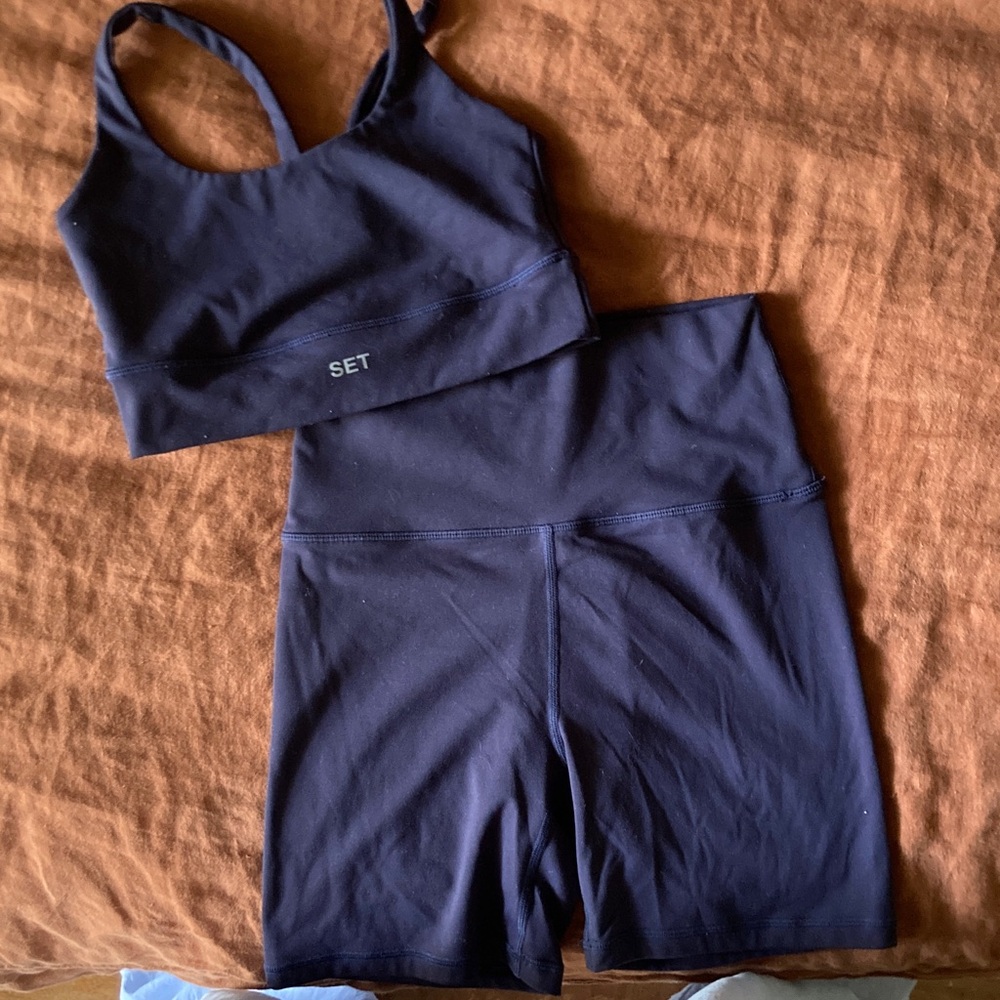 SET Active Deep Blue Sports Bra and Shorts